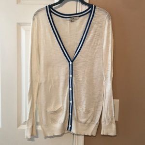 White with blue stripe cardigan